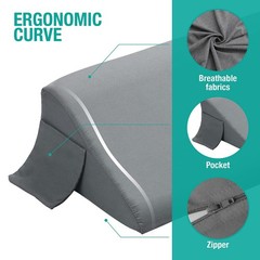 Vekkia Full Size Bed Wedge Full(10 in x 6 x 54 in–Big), Gray