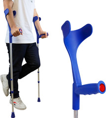 Forearm Crutches for Adults (X2 Units) Open Cuff, Adjustable Height, Aluminium,