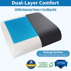 Extra Thick Large Seat Cushion -19 X 17.5 X 4 Inch Gel Memory Foam Cushion with