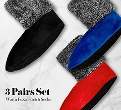 3-5 Pairs, Womens Warm Fuzzy Socks, Non Slip One Size 2102 Solid 3 Colors Set