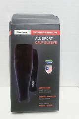 1 Pair Perfect Compresssion All Sport Calf Sleeve, S/M, Black, New