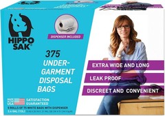 Made in the USA 375 Count Odor-Proof Incontinence Disposal Bags for Sanitary Use