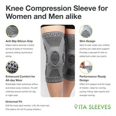 Vita Sleeves Knees 7 Zone Support Sleeve Knee Brace Small/Medium Breathable
