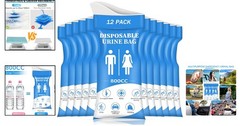 Disposable Urine Bags for Women/Men,12/24Pack for Travel, Camping, Trip-800ML