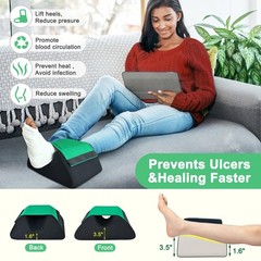 Heel Protectors for Pressure Sores, Foot 12×8.6×5.5 inch, Black and Green