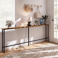 Grleaf 63 Narrow Console Sofa Table Built-In Power Strip 2 Ac Outlets 2 Usb