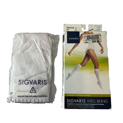 Sigvaris Casual Cotton Knee High Socks Women Size C White 15-20 mmHg Compression