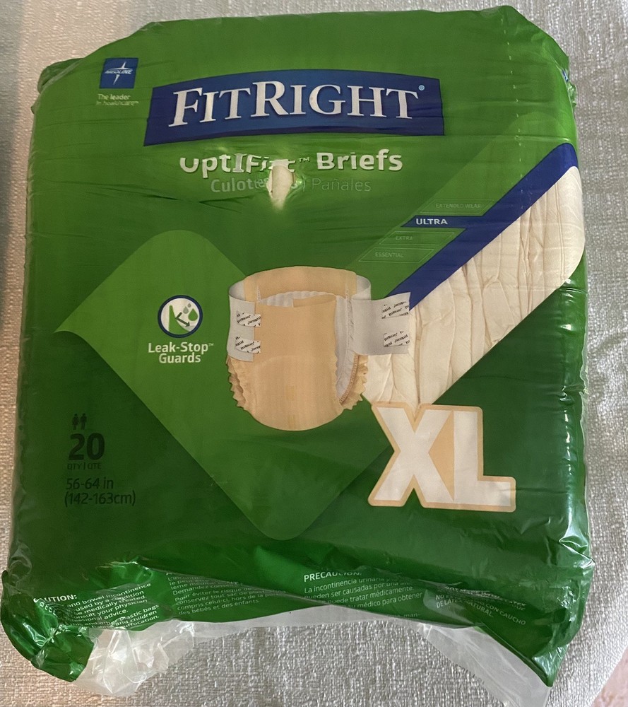 FitRight Adult Diapers Ultra Heavy Absorbency XL Size 56in-64in OptiFit Briefs