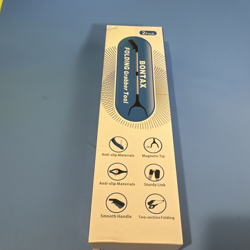 Protocol Folding Grabber Reacher Tool Foldable Blue Silver 33 in Aluminum