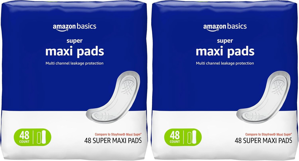 Thick Super Absorbent Unscented Menstrual Pads 48 Count Heavy Flow Period