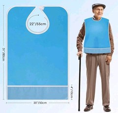 1 Adult Bib Reusable PVC Plastic Wipeable Bib