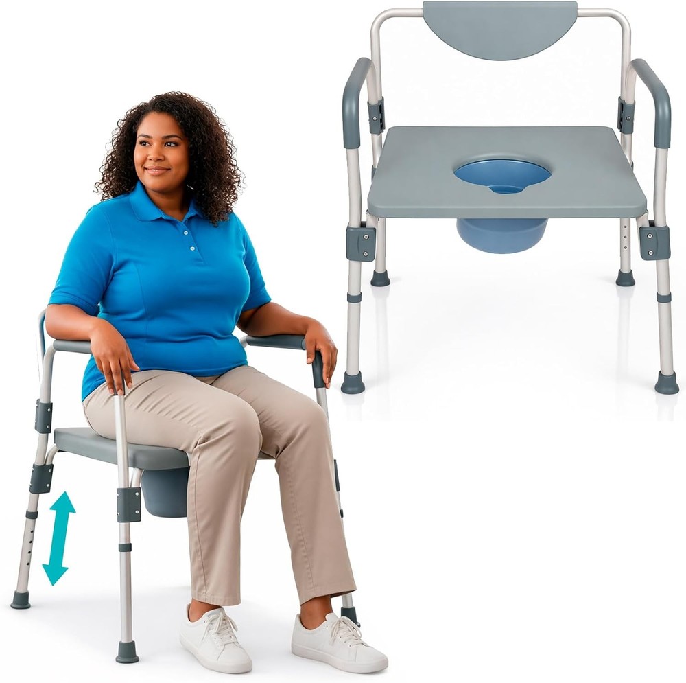 Bariatric Bedside 4-in-1 Commode 550 lb Capacity Bariatric Shower Chair &