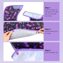 Waterproof Adult Bibs for Women, 3 Pack with Crumb Catcher, Washable