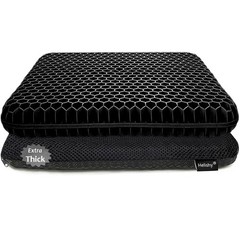 Helishy Gel Seat Cushion, Double Thick Breathable 16.5 x 14.5 x 2 inch, Black