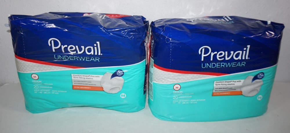 60 Count Prevail Underwear Briefs Unisex Adult M Incontinence Extra Absorbency