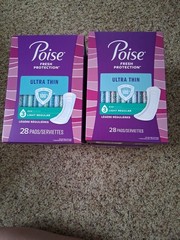 Poise Ultra Thin Pads – Size 3 Light Regular, 28 Count LOT OF 4
