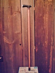 walking stick BLACK BUFFALO handle tapered RED OAK wood shaft Rubber bottom USA
