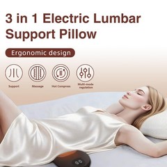 3 in 1 Electric Lumbar Support Pillow, Smooth Spine Triple Fusion Back Massager