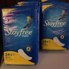 9x Stayfree Maxi Regular Pads for Women 24 Pack. 216 Total