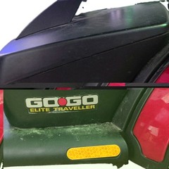 Pride Go-Go Elite Traveller 4-Wheel Electric Travel Scooter, Basket, Red/Black