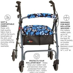 NOVA Rollator Walker Seat & Backrest Cover Set – Removable Washable Fabric Cu…