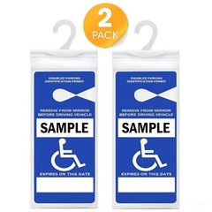 2-Pack Clear Protective Cover for Disabled Parking Placard Hanging Sleeve Holder