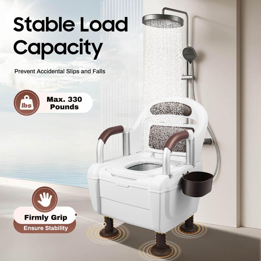 Bedside Commode, Adult Potty Chair Load 330lb for Seniors Elderly & Others