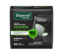 Depend Guards Incontinence Pads for Men, Maximum Absorbency, 52 Count