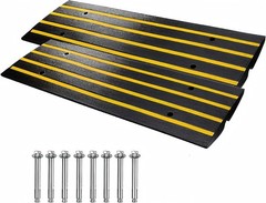 2 Pack 48in Rubber Curb Ramp Heavy Duty Driveway Car Gutter Bridge Ramp Low Prof