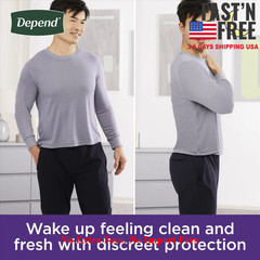 2Pack Depend Night Defense Men’s Incontinence Underwear, L, 22 Ct, Adult Diapers