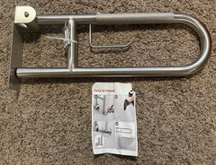 Toilet Grab Bar 22.4 Inch, Brushed Nickel Anti-Slip Support Rail, U Shaped Flip