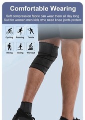 2 Pack Knee Wraps for Pain Relief, Wrap Compression One Size, Black