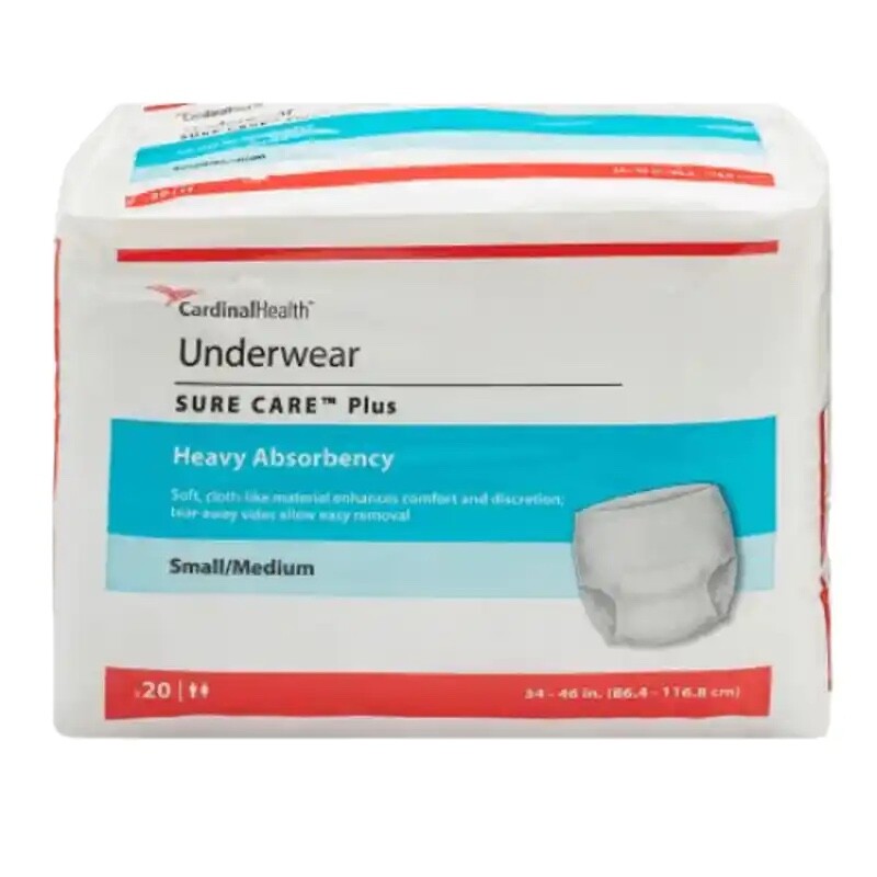 Cardinal Sure Care Plus Protective Underwear – S-M, Pack of 20