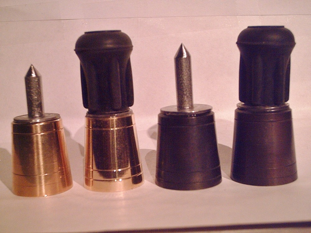 cane tip bright or antique brass steel spike removable rubber bottom made in USA