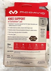 McDavid 410 Level 1 Knee Support with Sorbothane Pad, Size Large, Black