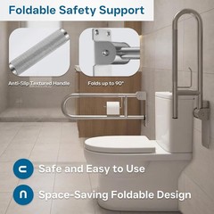 26-Inch Foldable Toilet Grab Bar – 90° Flip-Up Design, Premium 304 Stainless