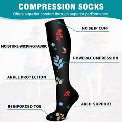 Unisex 20-30 mmHg Knee High Compression Socks Breathable Anti-Slip S/M/L/XL