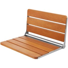 Teak Wall Mount Folding Shower Seat, Fold Up Bench – 500 lb Capacity