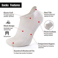 Merino Wool Compression Support Ankle Running Large-X-Large 6 Pairs White