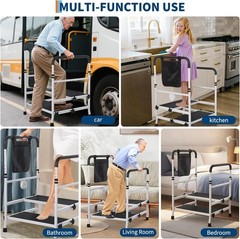 Step Stool Dual Handle Non-Skid Platform 450Lbs Capacity Height Adjust Seniors