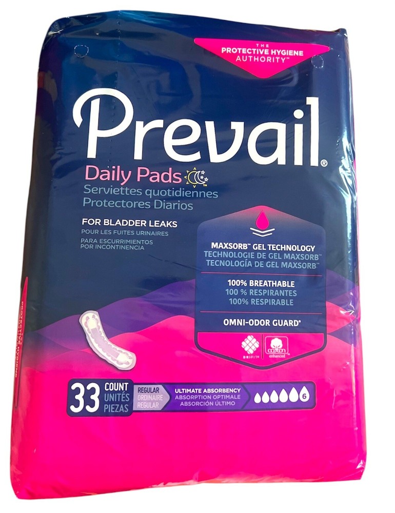 99~Prevail Daily Pads 33 Count Ultimate Absorbency Bladder leaks 3 Packs& 33 Ea.