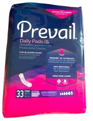 99~Prevail Daily Pads 33 Count Ultimate Absorbency Bladder leaks 3 Packs& 33 Ea.