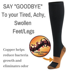 1-2 Pairs Copper Infused Compression Socks 20-30mmHg Graduated Mens Womens S-XXL