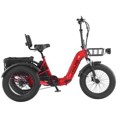 500W 48V Folding Electric Cargo Trike,20″x4″ Fat Tire 3-Wheel,Tricycle for Adult