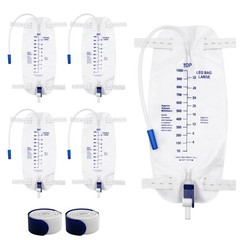 5 Pack 1000mL Catheter Leg Bags for Men and Women,Urinary Drainage Bag with A…