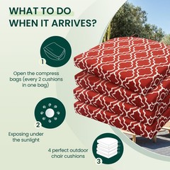 HARBOREST Outdoor Chair Cushions Set 17″x16″x2″ (4 Pack), Wine Red Geometry