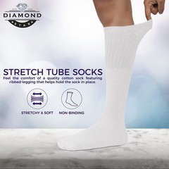 6 Pairs Men’s Over the Calf Tube Socks, Cushioned Cotton Athletic Knee High S…