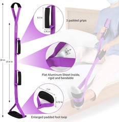 39“ Long Leg Lifter Strap with Padded Handgrips and Feet Loop,Rigid Leg Lift…