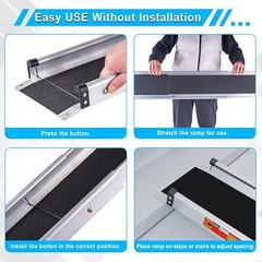 New Aluminum Adjustable Non-skid Loading Wheelchair Telescoping Track Ramp 4-7FT