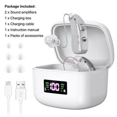 Rechargeable LCD Hearing Aids Sound Voice Enhancer Amplifier for Seniors Adults